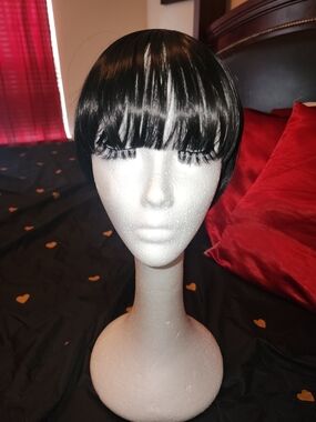Black Short Fringe Synthetic Headband Wig - Women's Fashion Hair